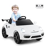 GOPLUS Kinder Elektroauto 12V, Porsche Kinderfahrzeug mit Musik, Hupe &...