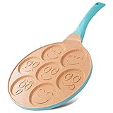 Joeji's Kitchen Pancake Crepe Pfanne mit 7 Mulden mit Smiley-Gesichtern -...