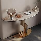 Halbrunder Konsolentisch mit Marmorplatte und Metallfuß für...