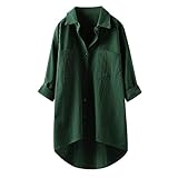 Blusen Tuniken Für Damen Leinen Baumwolle Longbluse - Sommer Button-Down...