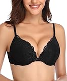 Deyllo Damen Push Up BH mit Blumen Spitze Schalen Bügel BH Gepolstert...