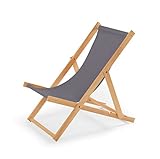 IMPWOOD Gartenliege aus Holz Liegestuhl Relaxliege Strandstuhl (Grau)