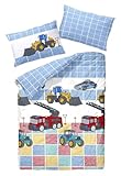JACK Kinder Renforce Baby Bettwäsche 2 TLG. 100x135cm Autos Fahrzeuge...