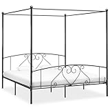 Sufrk Himmelbett-Gestell Grau Metall 200 x 200 cm Himmelstange Klemmen...