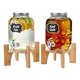 Hisredsun 2 x 4L Glas-Getränkespender mit Ständer, Getränkespender,...