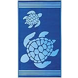 Delindo Lifestyle Frottee Strandtuch Tropical Turtle blau, 100% Baumwolle,...
