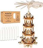 BRUBAKER Weihnachtspyramide inkl. 50er Pack Pyramidenkerzen Weiß - Große...