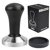 Ezebesta 58mm Kaffee Tamper Schwarz Aluminium Griff und 304 Edelstahl Base...