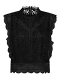 ONLY Damen Hochgeschlossene Spitzen Bluse Ärmellos Transparentes Shirt...