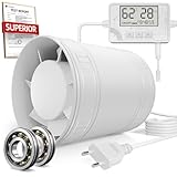 BUMSOU 100mm Rohrventilator mit Fernbedienung, Leise Rohrlüfter mit...
