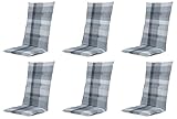 Gardissimo 6er Set Hochlehnerauflage SYA Grey, Gartenstuhlauflagen 120 x 50...