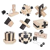 B&Julian ® 3D IQ Holzpuzzle 9 Mini Puzzle Set aus Holz Knobelspiele...
