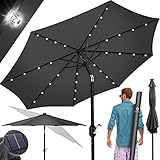 KESSER® Sonnenschirm Balkonschirm Rund LED Solar mit Kurbel Inkl. 2in1...