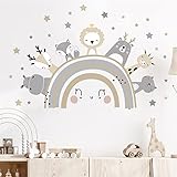 Sarah Duke Wandsticker Regenbogen Kinderzimmer, Stern Tiere Selbstklebend...