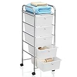 IDIMEX Badregal Rollwagen Rollcontainer GINA, mit 5 transparenten...