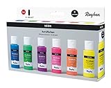 Rayher Acrylfarben-Set Neon, 6 Farben à 60 ml (gelb, orange, pink, lila,...