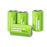 100% PeakPower Akku D, 4 Stück LR20 Akkus NiMH, D Akku-Batterien mit LSD...