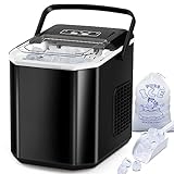 FOOING Eiswürfelmaschine Mini Tragbar,12kg/24h, Kompakt Eiswürfelbereiter...
