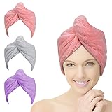 ACWOO Haarturban, 3 Stück Turban Haartrockentuch Mit Knopf, Kopftuch für...