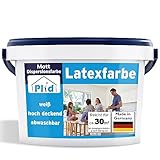 Plid® Latexfarbe Weiß matt - Abwaschbare Farbe Innen für Küche &...