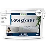 derendo Latexfarbe weiß matt abwaschbar 2,5L für Innen Küche Badezimmer...
