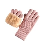 HINAYOSAN Doppelschichtige Fleece-Handschuhe für Damen, Touchscreen,...