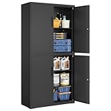 SONGMICS Aktenschrank, Mehrzweckschrank, Büroschrank, mit 4 Türen und 5...