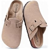 Comwarm Unisex Clogs Wildleder für Damen aus Leder Weiches Rutschfest...