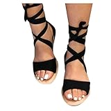 Damen Espadrilles Plateau mit Bändern zum Schnüren Sommer Peep Toe...