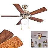 HOFSTEIN Deckenventilator Apiao, Deckenlampe aus Metall/MDF/Glas in...