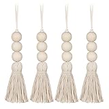 Holz-Perlen-Girlande rustikale Bauernhaus-Perlen mit Quaste zum Aufhängen...