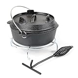 Wiltec Dutch Oven 3l mit Untersetzer und Deckelheber, Kochtopf aus...