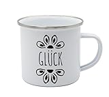 Tasse Glück Emaille 350ml, Blau mit Metallischem Untergrund