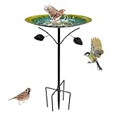 Bseical Vogeltränke Stehend Groß Garten mit 5 Zackiger Sockel, 84cm...