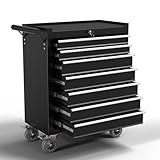 Werkstattwagen - mit Schubladen, schwarz | Abschließbar | Massives Metall...