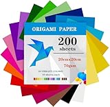 200 Blatt Origami Papier, 20 x 20cm, Doppelseitig, 70 g/m², Faltpapier...