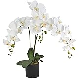 Decovego Künstliche Orchidee Kunstpflanze Künstliche Pflanze 65 cm Weiss...