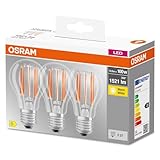 Osram LED BASE Classic A100, klare Filament LED-Lampen aus Glas für E27...