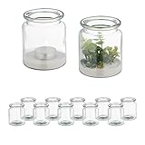 Relaxdays Windlicht, 12er Set, aus Glas, innen & außen, HxD: 9,5 x 8 cm,...