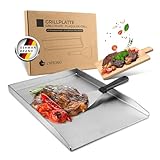 Exitoso Grillplatte 30x40cm |Plancha Grillplatte mit Grillspachtel |...