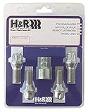 H&R Felgenschloss-Set M12x1.50x28mm Kegelbund - 4 Felgenschloss-Schrauben...