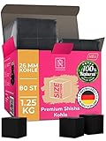Shisha Kohle 1,25 KG 80 Würfel 26mm - 100% Organic Bio Naturkohle |ohne...