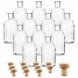 gouveo 12er Set Glasflaschen 250 ml Apotheker mit Korken (HGK) - Runde...