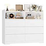 FOREHILL Kommode mit 6 Schubladen 120cm breit Sideboard weiß...