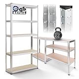 Arebos Schwerlastregal 180x90x40 cm | 875kg Tragkraft | 0,63 mm | 5...