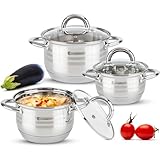 EliteHoff Topfset Induktion 6-teilig, Kochtopf Set mit Glasdeckel,...