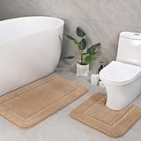 LOCHAS Badezimmerteppich-Set, Beige, weiches Badteppich-Set, 2-teiliges...