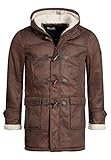 Indicode Herren Calshot Dufflecoat in Veloursleder-Optik | Winter Parka...