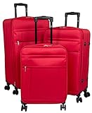 Trendyshop365 Koffer-Set 3-teilig Weichschale Sydney 4 Räder Rot
