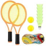 Tennisschläger Kinder, 2 in 1 Badminton Tennis Schläger Set mit 2...